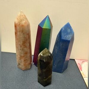 Set of 4 Polished Crystal Towers